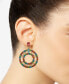 Gold-Tone Multicolor Stone Logo Drop Earrings