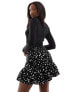 Фото #3 товара AX Paris ruffle hem mini dress in black and white spot print