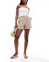 Фото #4 товара ASOS DESIGN seersucker tie waist shorts in natural stripe