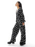 Фото #1 товара Wednesday's Girl polka dot v-neck jumpsuit in black