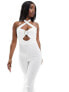 Фото #7 товара ASOS DESIGN ring detail halter wide leg jumpsuit in white