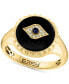 ფოტო #1 პროდუქტის EFFY® Onyx, Sapphire (1/20 ct. t.w.) & Diamond Accent Evil Eye Ring in 14k Gold