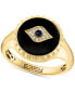 Фото #1 товара EFFY® Onyx, Sapphire (1/20 ct. t.w.) & Diamond Accent Evil Eye Ring in 14k Gold