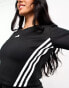 adidas Training Hyperglam side 3 stripe cropped longsleeve top in black