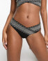 Фото #1 товара River Island high leg contrast trim bikini bottom in black