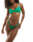 Lindex Brianna ruched detail shiny low brazilian bikini bottom in green