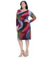 ფოტო #3 პროდუქტის Plus Size Boat-Neck Long-Sleeve Mesh Dress