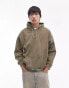 Topman vintage wash relaxed hoodie in green - KHAKI