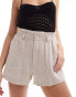 Hollister linen blend elasticated waist short in beige