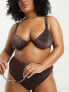 Фото #2 товара South Beach Curve Exclusive underwire bikini top in brown metallic