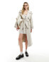 Фото #1 товара ASOS DESIGN linen mix trench coat in stone