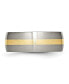 Фото #2 товара Titanium Brushed with 14k Gold Inlay Wedding Band Ring