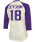 Women's Justin Jefferson Cream, Purple Minnesota Vikings Player Raglan Name Number 3/4 Sleeve T-shirt