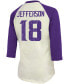 Women's Justin Jefferson Cream, Purple Minnesota Vikings Player Raglan Name Number 3/4 Sleeve T-shirt Cream, Purple, 2XL - фото #2