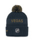 ფოტო #2 პროდუქტის Men's Gray, Gold Vegas Golden Knights 2022 NHL Draft Authentic Pro Cuffed Knit Hat with Pom