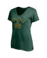 Фото #3 товара Women's Heather Green Oakland Athletics Old Time Favorite V-Neck T-Shirt