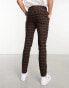 ASOS DESIGN skinny wool mix smart trousers in chocolate brown window check