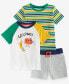 Фото #2 товара Toddler Boys Striped T-Shirt, Go Long Graphic T-Shirt & Colorblocked Shorts, 3 Piece Set