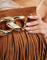 Фото #3 товара ASOS DESIGN premium suede tassel clutch with chunky chain