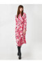 Фото #1 товара Платье женское Koton Цветочное Миди с длинным рукавом и поясом