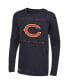 ფოტო #3 პროდუქტის Men's Navy Chicago Bears Side Drill Long Sleeve T-shirt