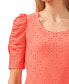 Фото #3 товара Women's Short Sleeve Eyelet-Embroidered Knit Top