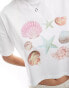 Miss Selfridge Cropped T Shirt with Shell Graphic