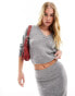 JDY knitted v neck jumper co-ord in grey