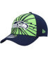 Фото #1 товара Men's Neon Green, College Navy Seattle Seahawks Shattered 39THIRTY Flex Hat