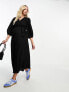 ASOS DESIGN Maternity nursing wrap midi dress in black