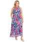 ფოტო #2 პროდუქტის Plus Size Printed Halter Maxi Dress