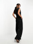 French Connection satin cowl neck jumpsuit in black 34 - фото #3