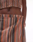 Topshop textured wrap beach skirt in brown stripe