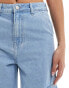 DTT Dom straight leg cargo jeans in light blue wash