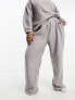 Фото #4 товара ASOS DESIGN Curve exclusive lounge borg sweat & wide leg trouser set in grey