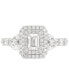 ფოტო #2 პროდუქტის Diamond Emerald-Cut Double Halo Engagement Ring (1-1/2 ct. t.w.) in 14k White Gold