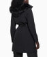 Women's Faux-Fur-Trim Hooded Belted Raincoat