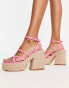 Rule London – Exklusiv – Hayes – Riemchen-Espadrilles in Rosa mit Plateausohle