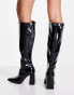 Glamorous – Kniehohe, elastische Stiefel in schwarzem Lack mit hohem Absatz Черный, 40 - фото #2