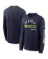 Фото #1 товара Men's College Navy Seattle Seahawks Fan Gear Color Bar Long Sleeve T-shirt