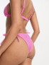 Free Society – Bikinihose in Flirty-Rosa mit seitlicher Schnürung und Crinkle-Optik