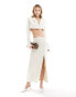 Kyo The Brand linen look maxi split side tie waist maxi skirt co-ord in stone