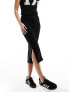 Фото #3 товара Pieces ribbed column midi skirt in black