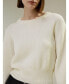 ფოტო #3 პროდუქტის Women's Round Neck Drop-Shoulder Merino Wool Sweater for Women