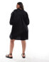 Фото #4 товара ASOS DESIGN Curve boyfriend shirt mini dress with blouson sleeve in black