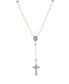 ფოტო #1 პროდუქტის Silver-Tone Crucifix Cross Simulated Imitation Pearl Rosary