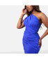 Фото #3 товара Plus Size Fine Line Ruched Single Shoulder Bodycon Maxi Dress