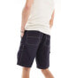 ASOS DESIGN cargo short with belt detail in navy Черный, M - W34 - фото #3