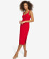 Women's Ruched-Front Cutout Sleeveless Midi Dress
