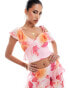 Фото #1 товара ASOS DESIGN co-ord mesh ruffle cami top in pink floral print